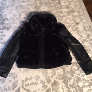 INC Black Jacket with Faux Fur and Faux Leather